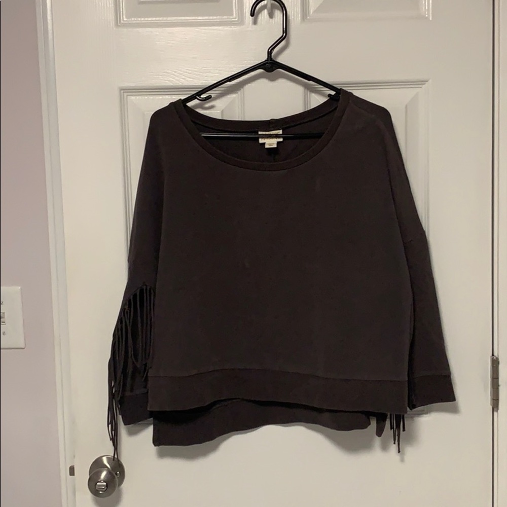 AMUSE fringe crop sweatshirt size S